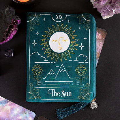 🌞 Bolsa de Terciopelo con Cremallera para Cartas del Tarot The Sun