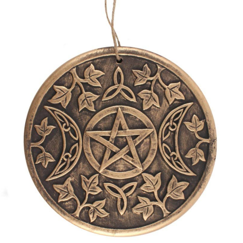 Placa Terracota Triple Luna pentagrama triquetas