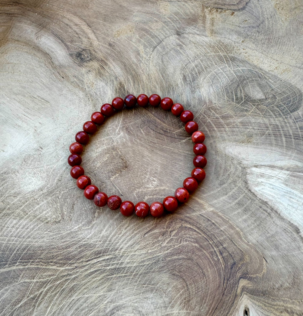 Pulsera de bolas de jaspe rojo 6mm