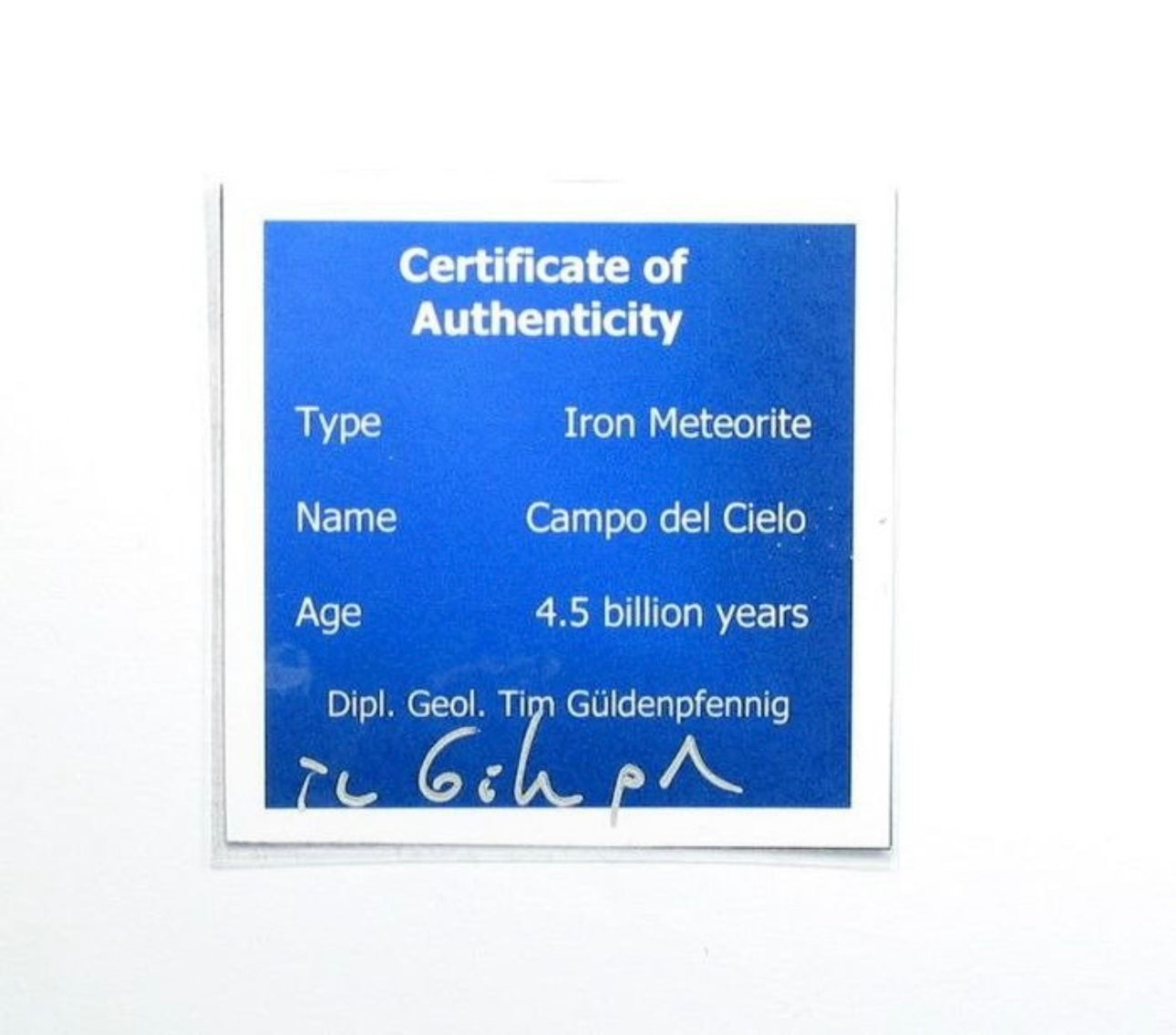 certificado meteorito campo del cielo