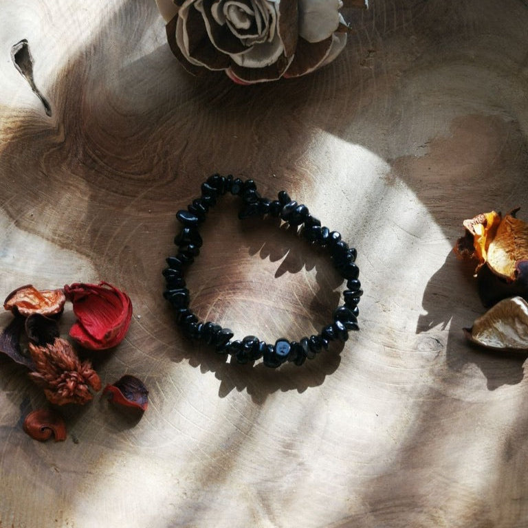 pulsera chips obsidiana