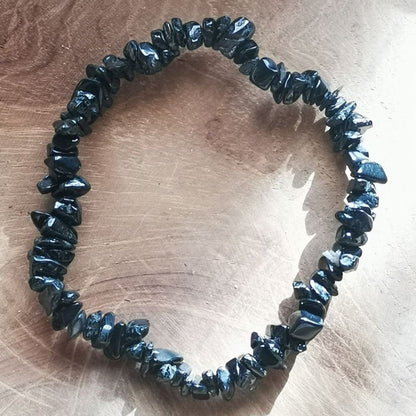 pulsera chips pequeños turmalina negra cerca