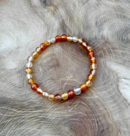 🧡 Pulsera de Bolas de Cornalina de 6 mm